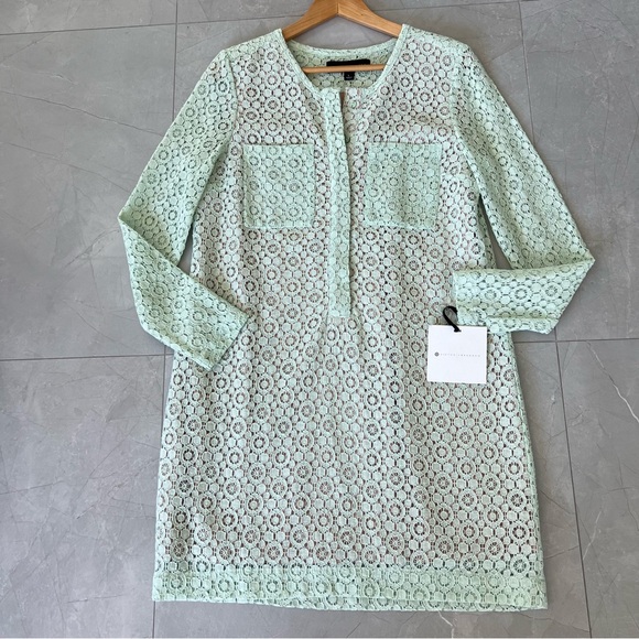 VICTORIA BECKHAM x Target Mint Green Lace Sheer Cotton Blend Dress Sz L NWT - Picture 11 of 16